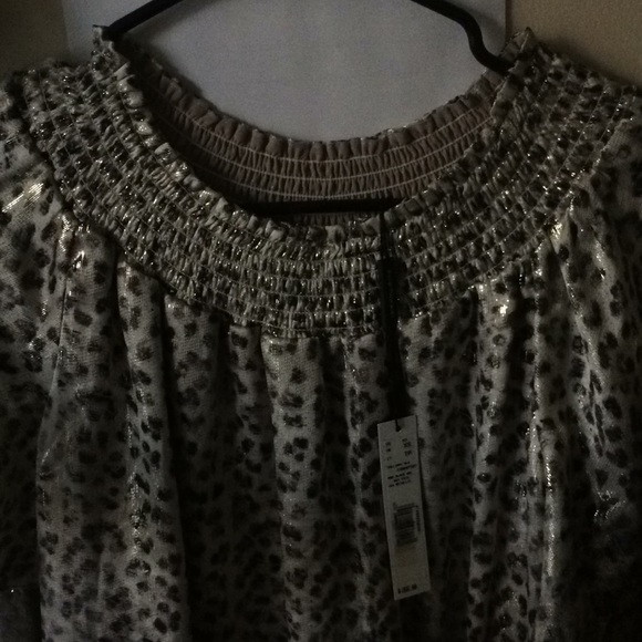 NWT leopard snake floral gold off shoulder top - Picture 5 of 8